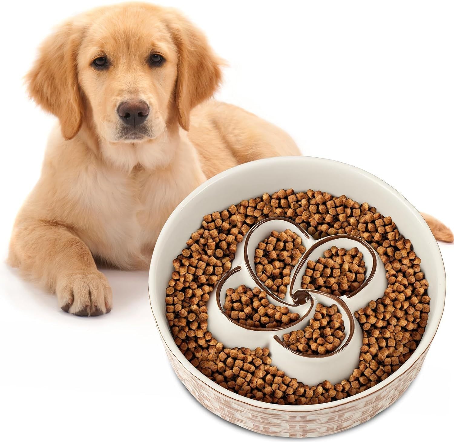 Ceramic Slow Feeder Dog Bowl Slow Feeder Dog Bowl For Medium Large Anti-Choking Slow Eating Dog Bowl Non Slip Dog Bowl Slow Feeder